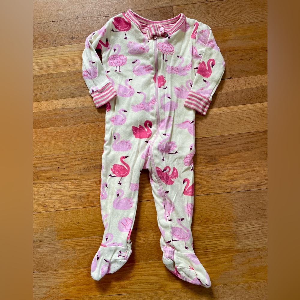 HATLEY pink swan flamingo footie pajama